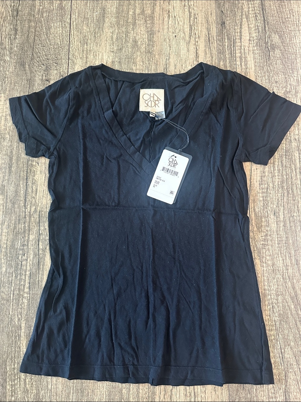 Chaser Women's Black V-Neck Short Sleeve Tee